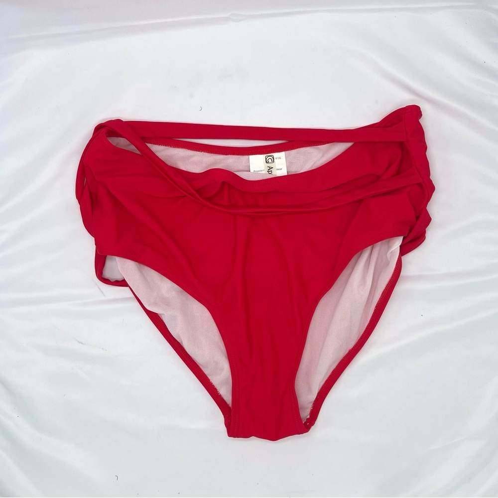 C Apparel High Waisted Strapped Red Bikini Bottom
